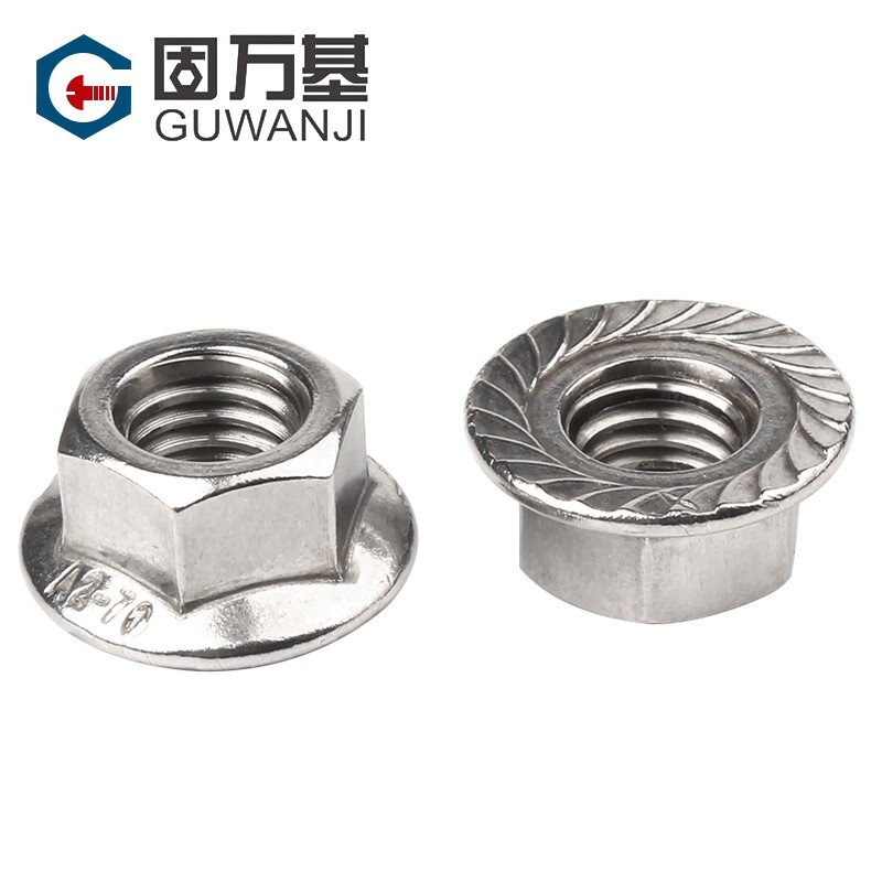 GUWANJI 304 stainless steel flange anti-loosening nut 316 hexagonal flange surface nut flower tooth anti-slip anti-loosening pad nut 304 material M6 (20 pieces)