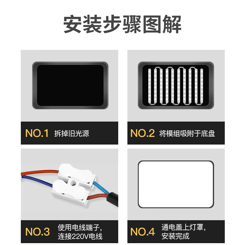 Jinggong LED wick modified light panel, ceiling lamp strip light source module, no punching, magnet adsorption, 120W three-tone lighting