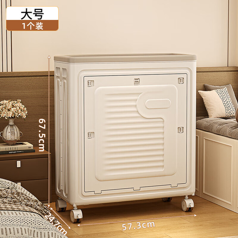 Clothes storage box with large capacity for home use foldable box with flip cover and pulleys for clothing and quilt storage cabinet Extra large foldable/with pulleys