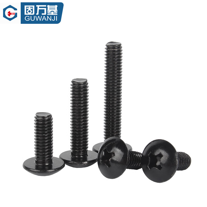 GUWANJI 304 stainless steel black cross large flat head screw YB406 mushroom round head bolt umbrella head screw M3M4M5M6 M5x16 20 pieces