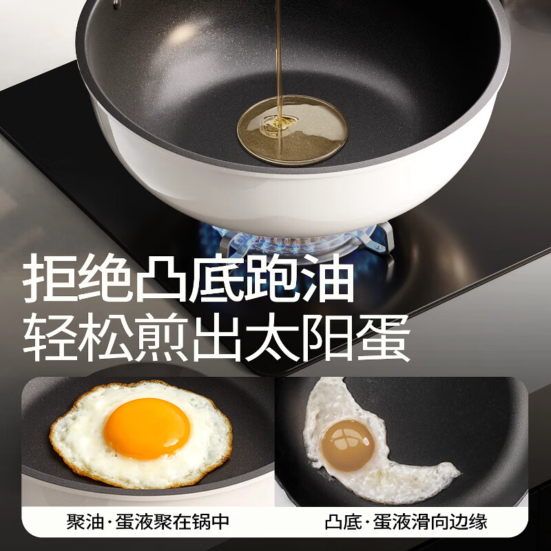 DUMIK titanium ceramic non-stick cooking pot household induction cooker special gas stove universal non-stick flat bottom wok 32cm
