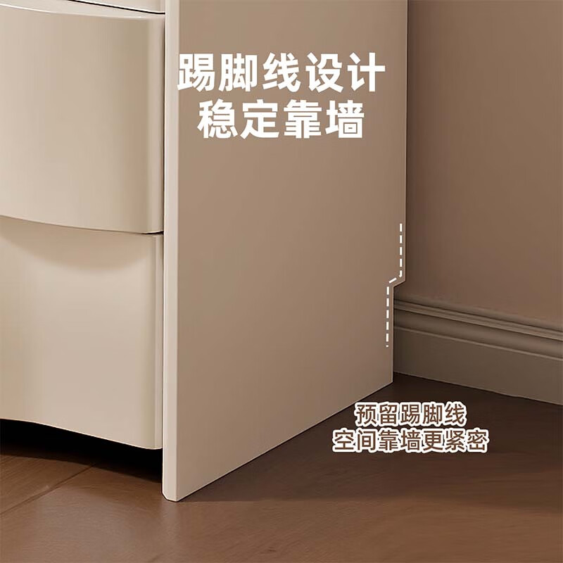 Xunhuai 2025 new solid wood bedroom high-end bedside dressing table six-drawer cabinet dresser storage drawer integrated jewelry cabinet white 100cm + six-drawer cabinet + sunglasses + crescent lamb