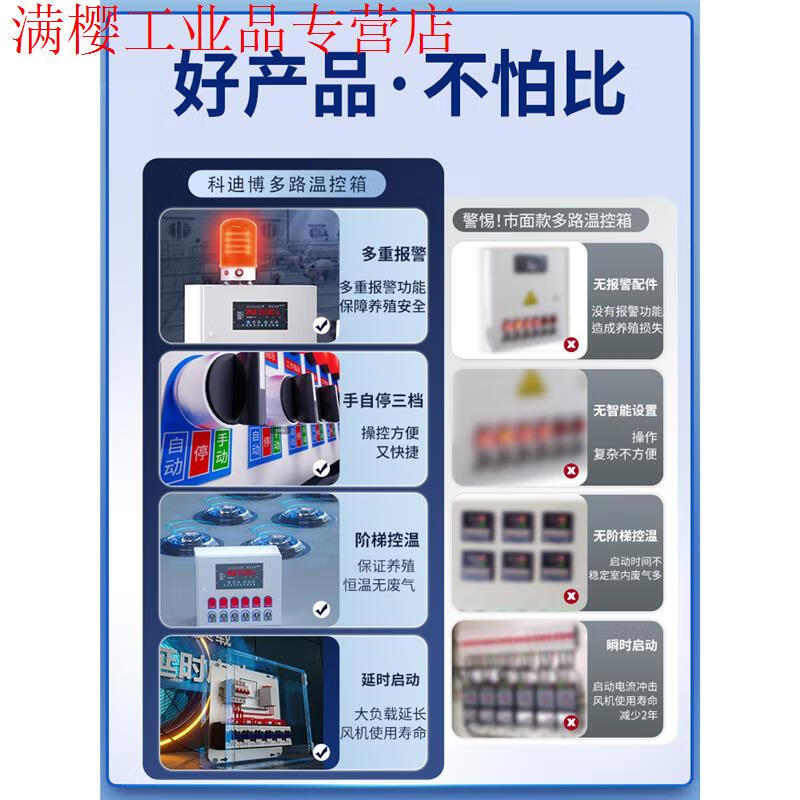 Farm temperature control box high-precision thermostat digital display intelligent fully automatic temperature control controller fan temperature adjustment switch 3-way + 10 meters dual probe