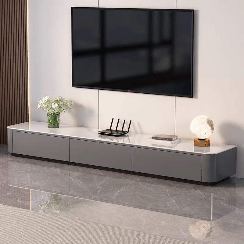 Gupujia slate coffee table living room hospitality tea table handle-free household small apartment light luxury floor-standing large tea table TV cabinet combination