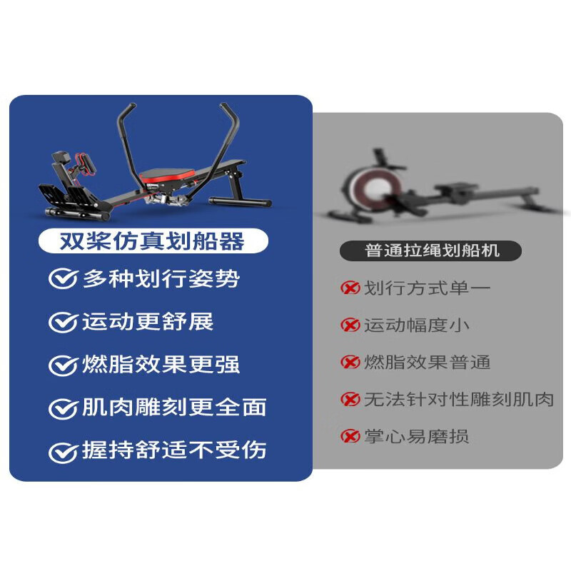 Hanma rowing machine household liquid resistance hydraulic water resistance wind resistance rowing machine indoor thickened rowing machine fitness equipment high-end 12-level resistance thickened steel simulation paddling