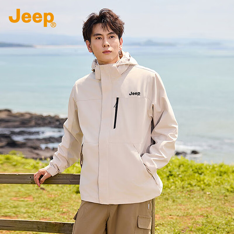 JEEP Jeep three-in-one assault jacket for men and women 2025 autumn and winter windproof and waterproof outdoor mountaineering jacket two-piece set
