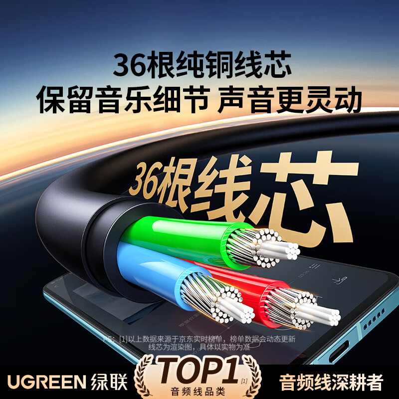 Greenlink AUX audio cable 3.5mm male to male car audio connection cable laptop mobile phone headset headset audio box car conversion pair recording cable 2 meters 10735