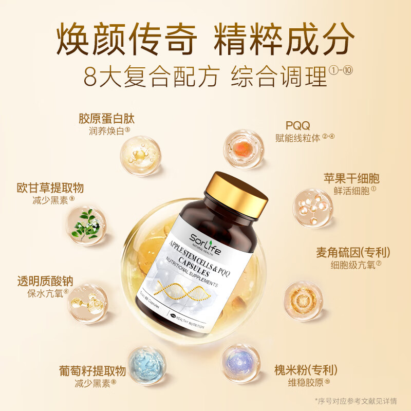 SorLife Ergothioneine Collagen Peptide Grape Seed Firming and Lightening Women's Beauty Beauty PQQ Capsules