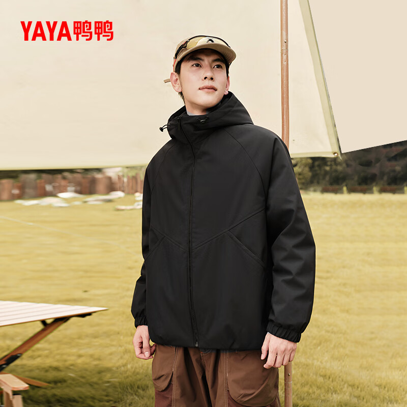 Duck King Yibo same style down jacket men's short 2025 winter new fashion loose hooded warm jacket YX black XL 180