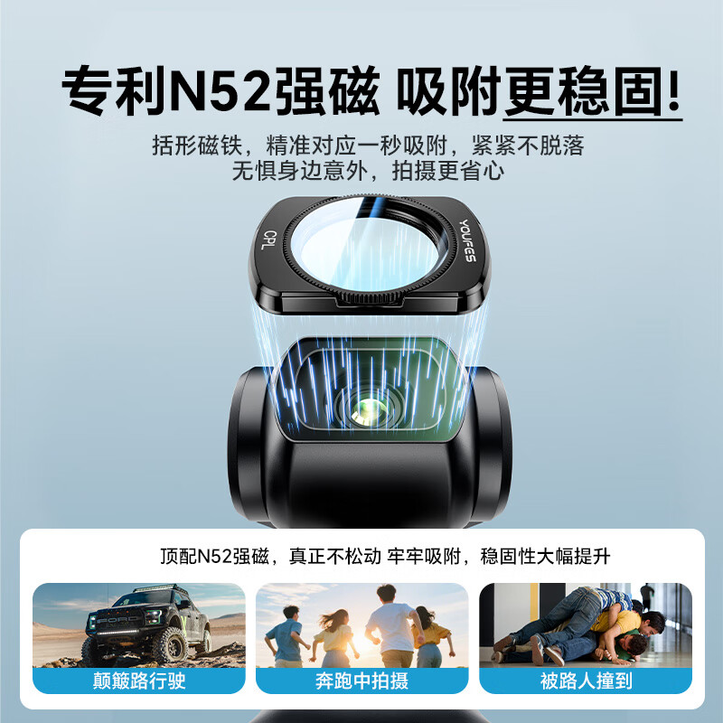 Yangface ultra-clear and ultra-thin filter set for DJI Pocket3, three-piece set, black soft 1/4 soft filter + UV protective lens + CPL polarizer