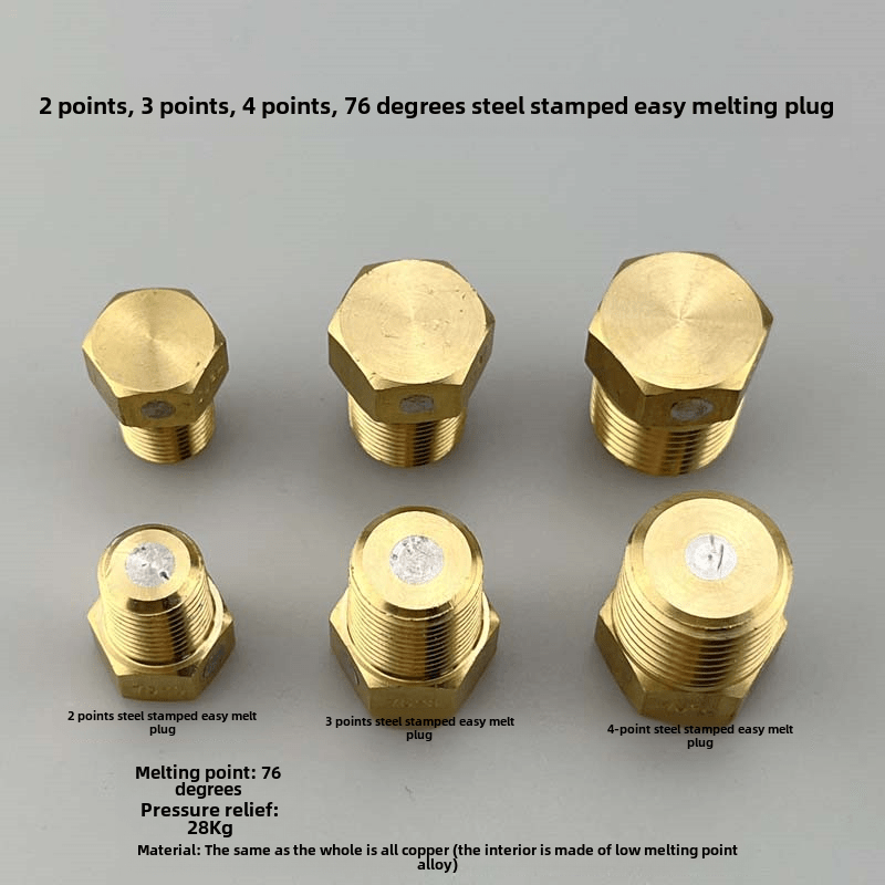 Air conditioning unit copper fusible plug insurance safety bolt 76 degree 100 degree tube shell condenser 2 points (ZG1/4) 76 degree steel stamp 1 piece