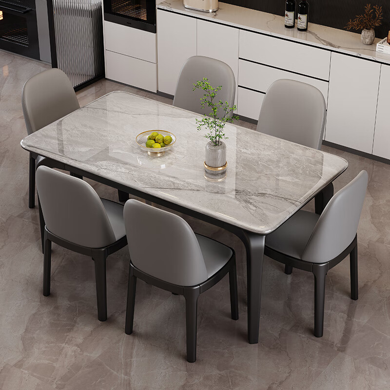 Lefu Huijia microcrystalline stone rectangular dining table and chair combination solid wood household small apartment marble modern simple dining table 1.3 meters * 0.8 meters dining table + 4 chairs microcrystalline stone desktop