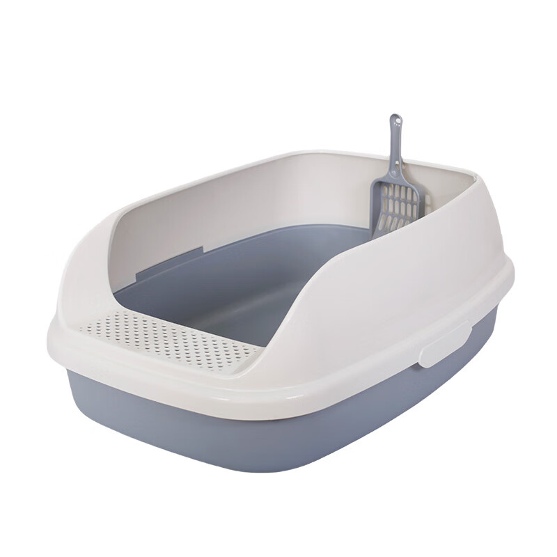 Meika upgraded semi-enclosed cat litter box extra-large pedal open anti-splash and anti-odor cat toilet bowl silver gray
