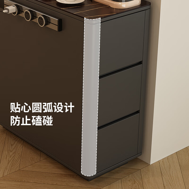 Baiyi Space Croissant Island Dining Table Single Cabinet Home Movable Independent Narrow Island Stone Slab Dining Side Island Cabinet Side Cabinet Croissant 11-0.8*0.4m Arc Style Island Table + 1.4 Meter Dining Table