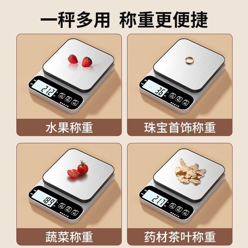 Sawang Germany electronic scale household kitchen scale baking gram scale small high-precision weighing gram weight scale food scale stainless steel plate three-use model 10kg/1g high-end quality