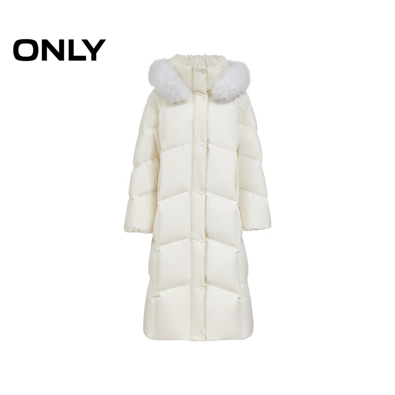 ONLY2025 Winter New 90 White Goose Down Detachable Fox Big Fur Collar Down Jacket Women|125412004 A06 Swire White XS