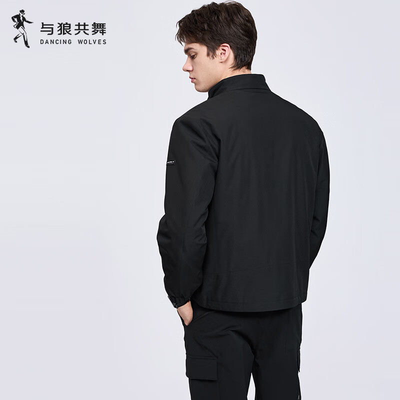 Dances with Wolves quilted and stand collar jacket men's 2025 autumn and winter new thickened warm casual comfortable versatile jacket 1009 black 001 S (165)