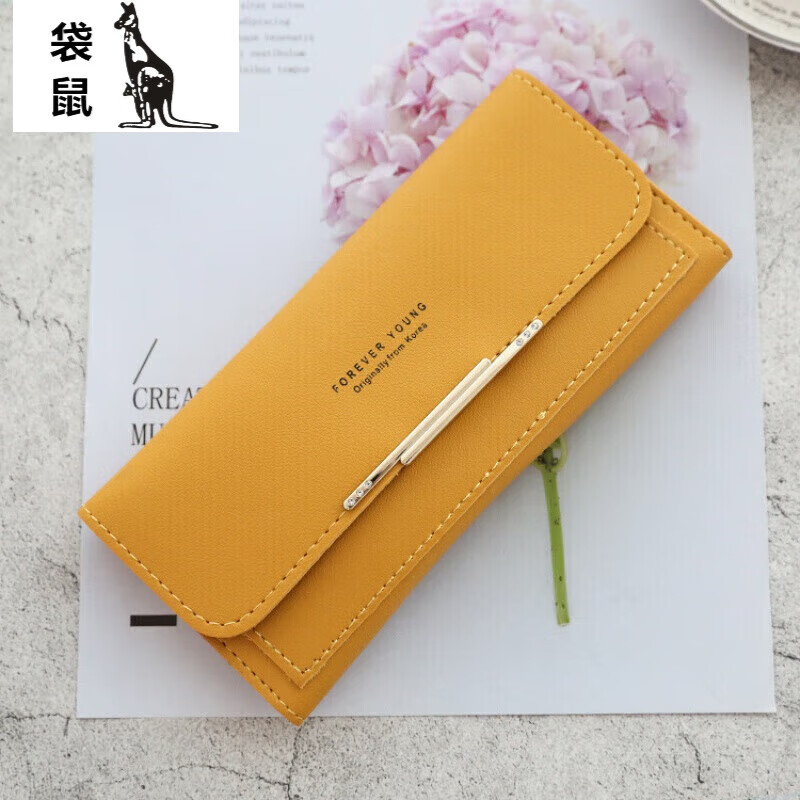 Kangaroo (KANGAROO) versatile fashion day simple buckle elegant women's wallet multi-functional large capacity long wallet C119-140 red