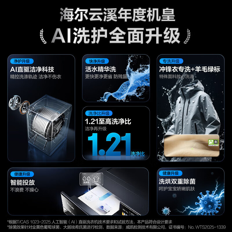 Haier's annual machine king Yunxi 4.0 fully automatic front-loading washing machine 10KG ultra-thin home appliances national subsidy trade-in JD.com self-operated XQG100-BLEG583HU1