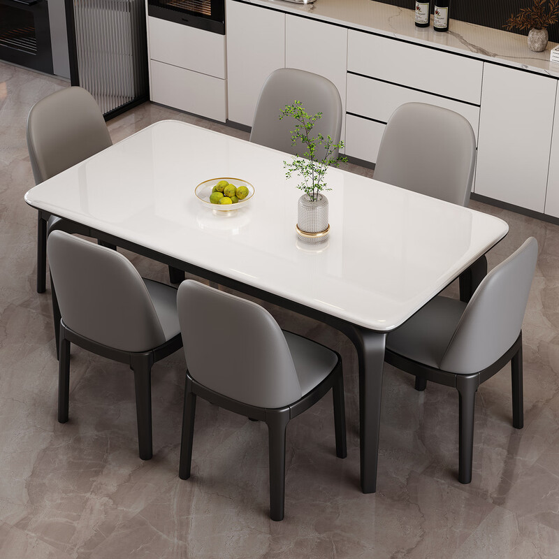 Lefu Huijia microcrystalline stone rectangular dining table and chair combination solid wood household small apartment marble modern simple dining table 1.3 meters * 0.8 meters dining table + 4 chairs microcrystalline stone desktop
