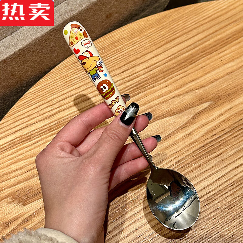 Tuojin German imported quality keir304 stainless steel ceramic spoon fork chopsticks cute cartoon student dormitory home chopsticks (two pairs) keir dog burger 304 stainless steel