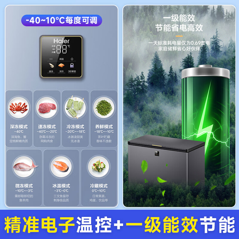 Haier Cryogenic Series 300/302/305/308/369L Large Capacity Single Temperature Household Freezer Frost Reduction and Bacteria Reduction Fully Freezing Full Refrigeration Switchable Freezer Level One Energy Efficiency and Energy Saving 305L -40 Air Circulation | Digital Display Temperature Control | Frost Reduction and Bacteria Reduction