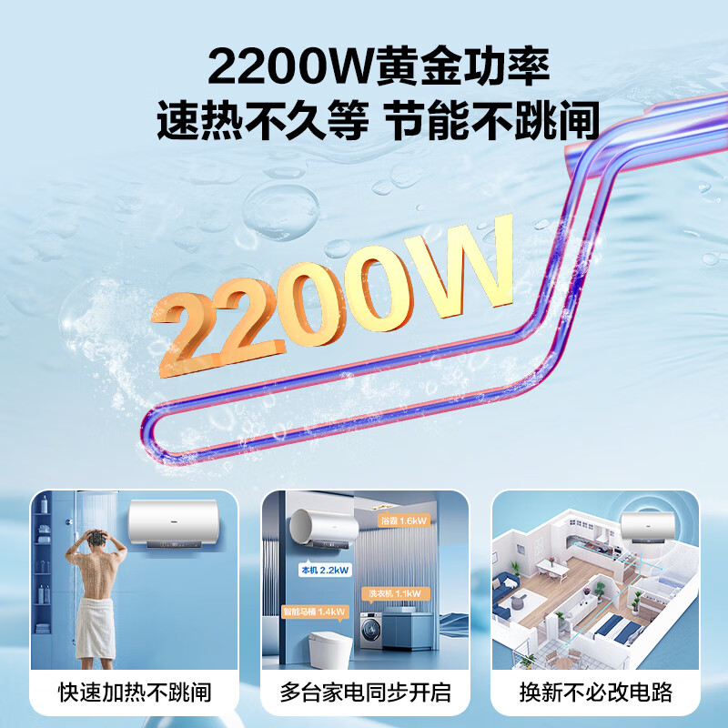 Haier (Haier) national subsidy 20% electric water heater 60 liters PD3MINI King Kong enamel bladder lifetime no need to replace magnesium rod first level energy efficiency energy saving water storage type large water volume household bathing quick heating