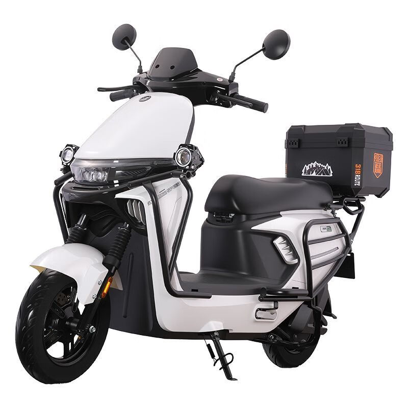Dalong Yinghao Intelligent High-speed Long-distance Electric Motorcycle 72v Takeaway High-Power Battery Long-Range Electric Motorcycle Dark Night Black/Speed 50M/Front and Front Disc Brakes/Tail Box Panel 72V26A/New Black Gold Graphene Battery/Wooden Frame Delivered