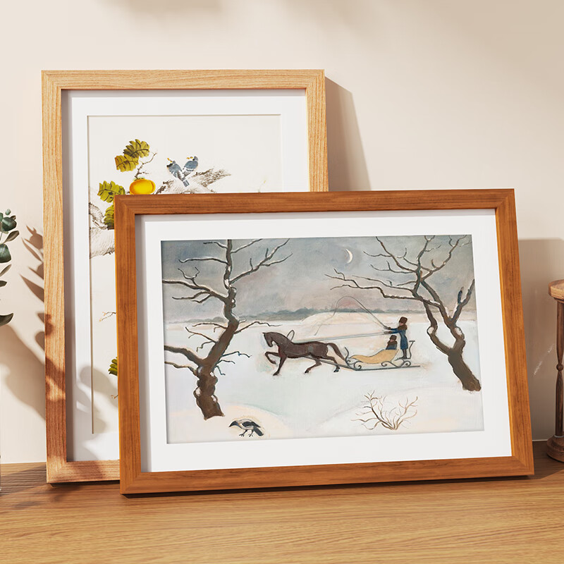 Jinlongxing A4 solid wood photo frame table hanging wall empty frame mounting photo calligraphy and painting puzzle license frame teak color