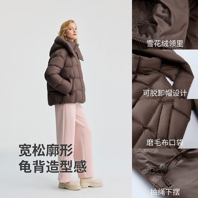 Bingjie BINJORA Short Removable Hood Down Jacket Women's 95 White Duck Down Puff Down Jacket Puff is the first choice recommendation