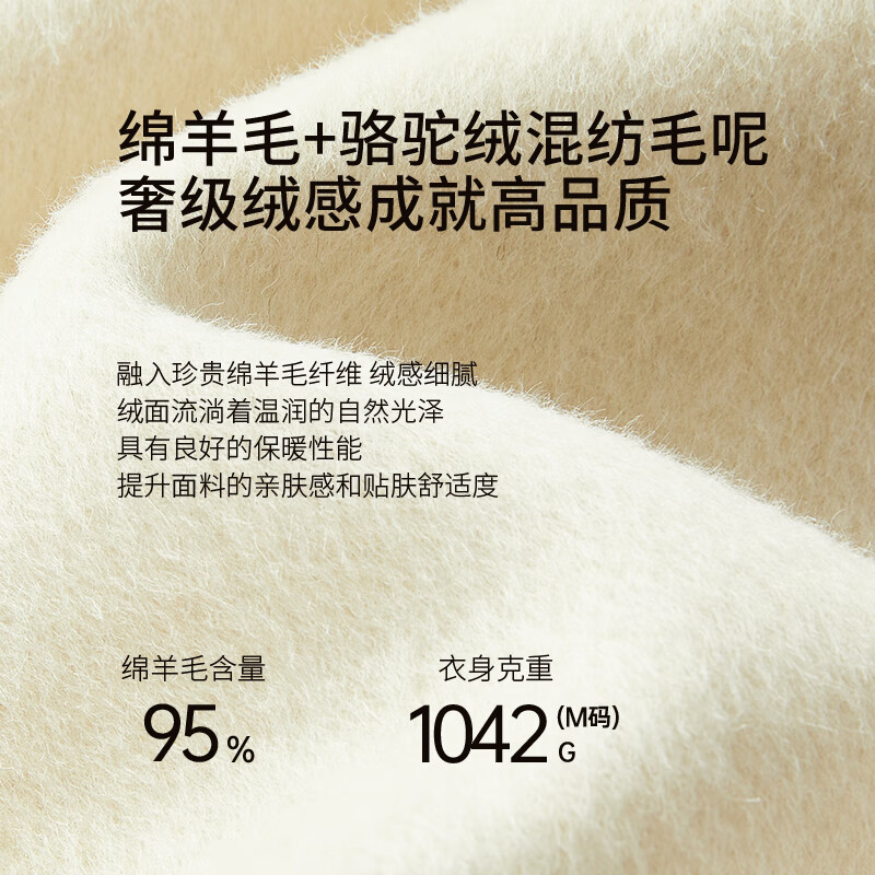 Xiangying wool + camel wool double-sided wool coat for women 2025 winter new white woolen coat Lubai M 160/84A/95-110 catties