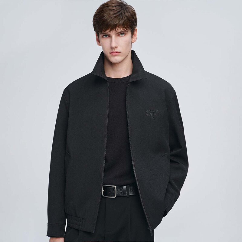 GIOVANNI VALENTINO Spring and Autumn Men's Lapel Jacket Casual Loose Fashion Commuting Jacket Black L