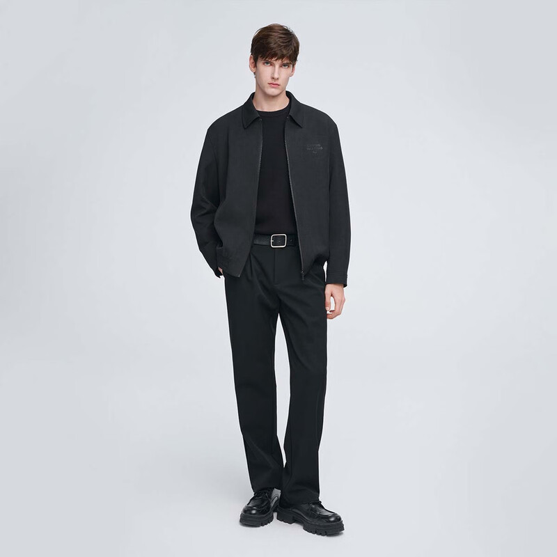 GIOVANNI VALENTINO Spring and Autumn Men's Lapel Jacket Casual Loose Fashion Commuting Jacket Black L