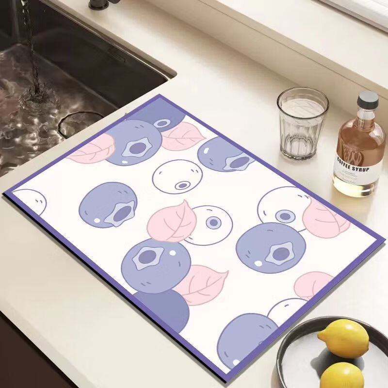 FANCYCHIC thickened kitchen drain mat, non-slip, heat-insulating, water-absorbent, dirt-resistant, one-flush and clean dishwashing sink, strawberry berry, customized size, contact customer service