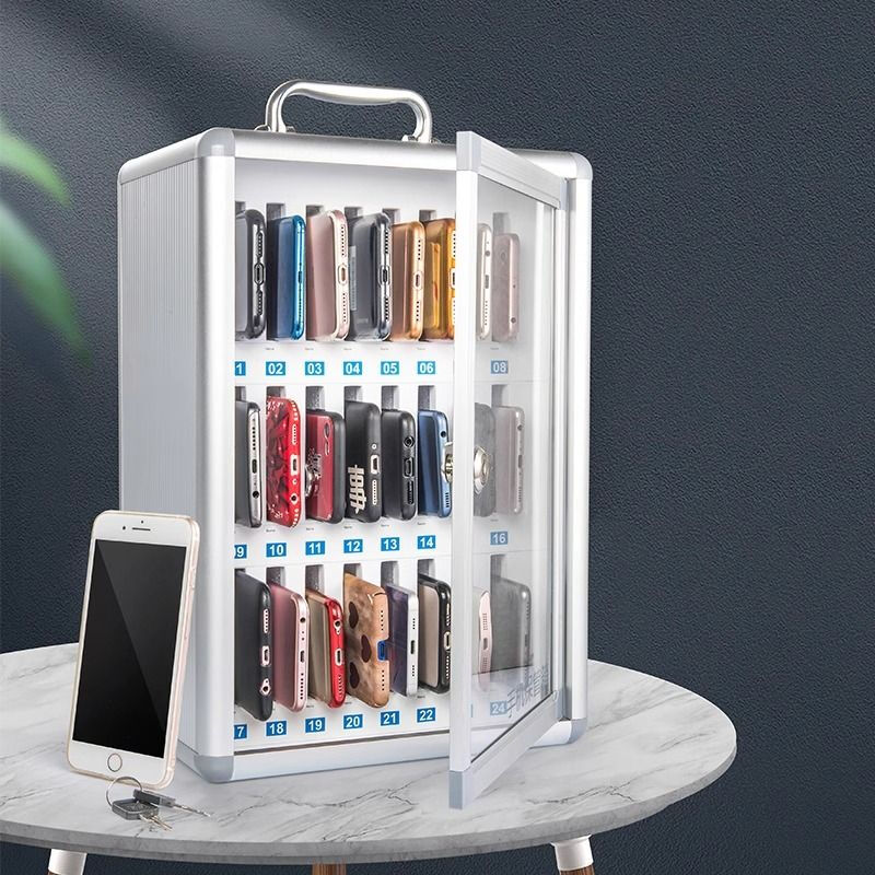 Mobile phone safe box aluminum alloy with lock student wall hanging employee company meeting mobile phone storage box mobile phone storage cabinet school workshop storage cabinet mobile phone cabinet storage box office meeting with lock 12 safe box plus password lock