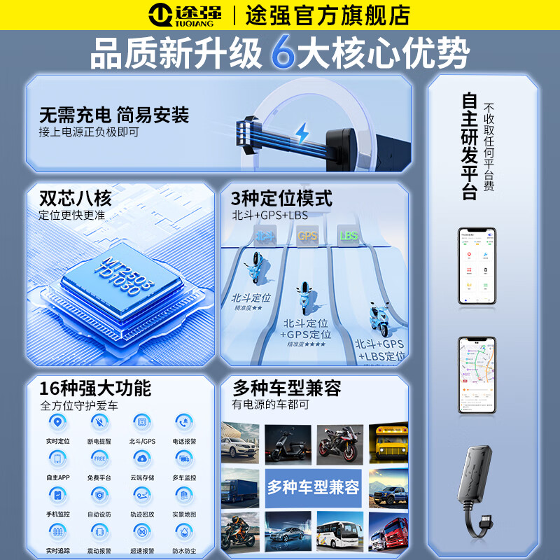 Tuqiang GPS locator tracker electric vehicle motorcycle tracker Beidou mini car anti-lost anti-theft device