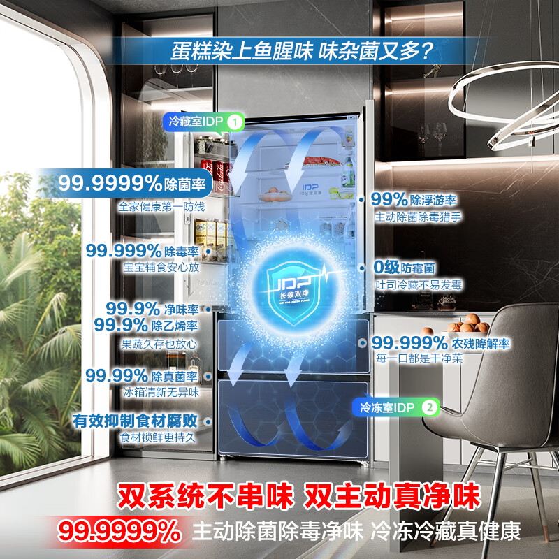 Rongsheng Cube 515L French multi-door refrigerator dual-system active sterilization ultra-thin zero embedded first-level energy efficiency frost-free gray BCD-515P60FZMAD national subsidy World Cup BCD-515P60FZMAD gray national subsidy