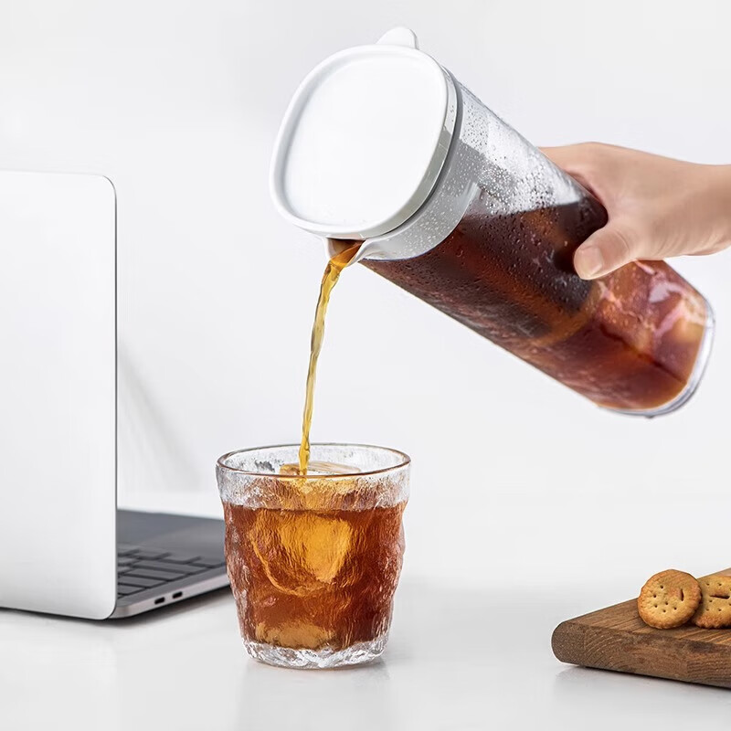 Jieyi coffee cold brew pot, tea cold brew cup, large capacity cold brew pot, cold brew teapot, cold brew coffee pot, cold brew cup, white 1100ML