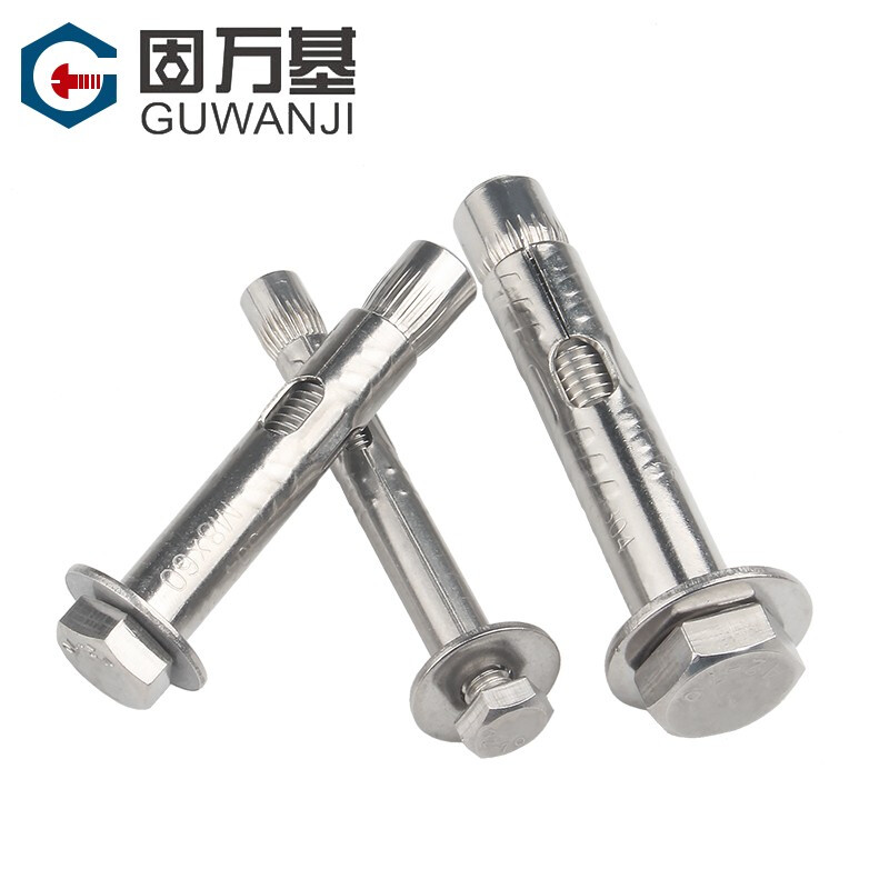 Guwanji 304 stainless steel expansion bolt 8mm internal explosion external hexagonal expansion screw built-in pull-explosion 6mm M6x60 (2 pieces - 8mm drilling) 304 material