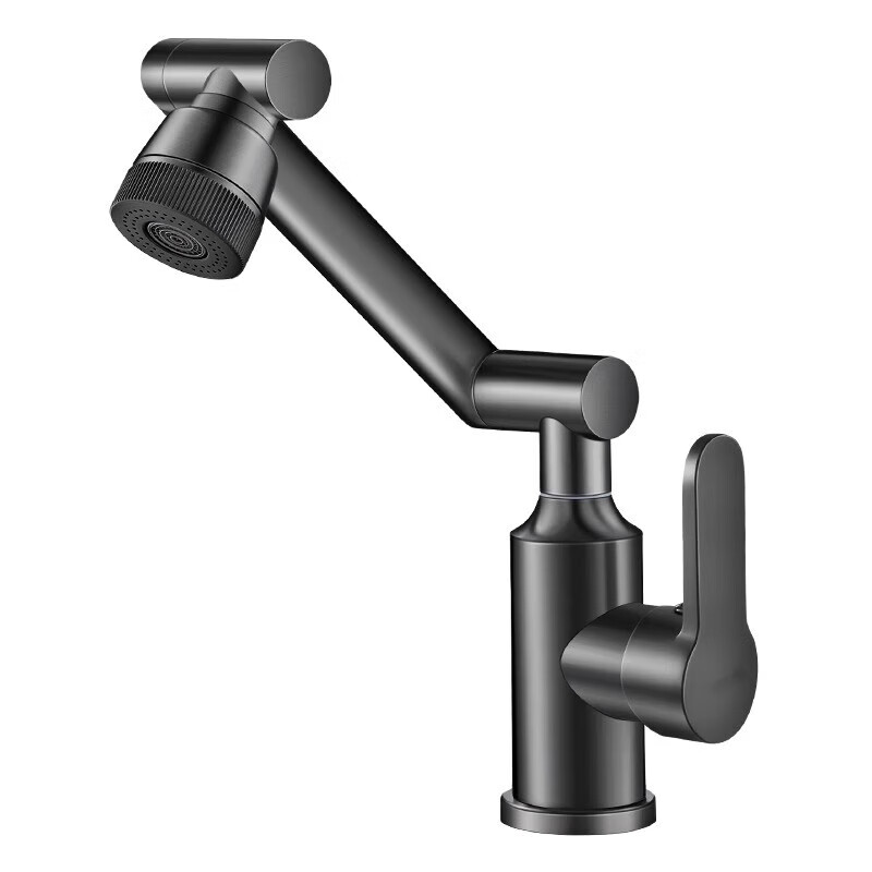 JOMOO official flagship all-copper universal mechanical arm rotating faucet hot and cold two-in-one household faucet anti-splash gun gray all-copper-hot and cold all-copper water head free 80cm tube