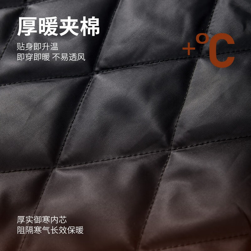 Dances with Wolves Thermal heating & thickened quilting Trendy all-over printed baseball collar warm men's jacket 001 black M