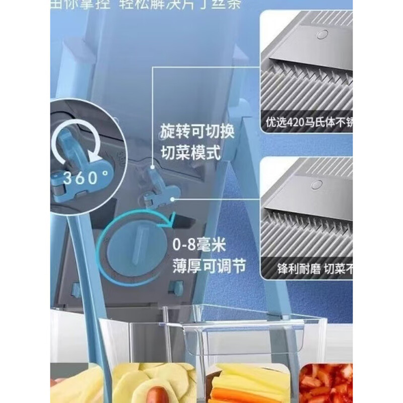 German multifunctional vegetable cutting artifact universal vegetable cutter home kitchen grating, slicing and dicing green upgraded thickened blade collection cleaning brush