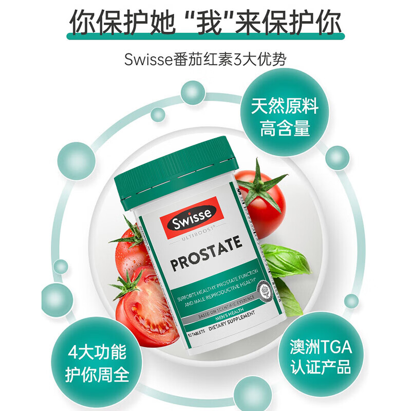 Swisse Lycopene Imported Saw Palmetto Men's Prostate Urinary Tract Health Australian Lycopene Tablets Pregnancy Men's Lycopene 50 Tablets*1 Bottle