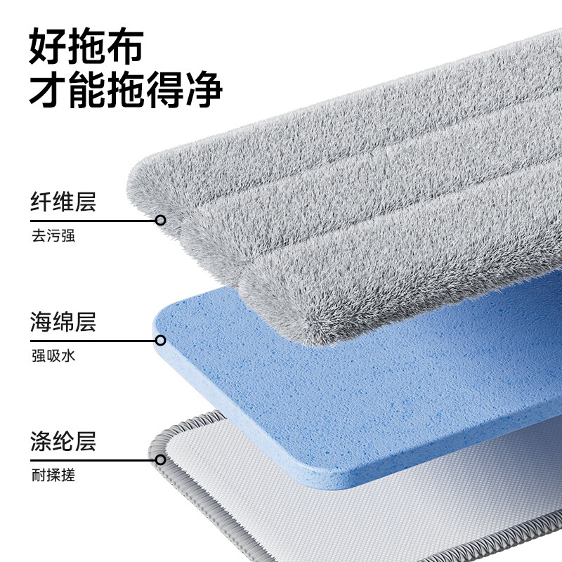 Mayflower flat mop 38cm2 cloth mop household one mop free hand wash 2025 mopping artifact mop