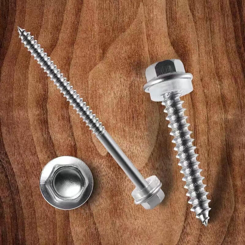 Vinoa 410 stainless steel screws, exterior wood screws, color steel tiles, carpentry screws, stainless steel photovoltaic special self-tapping screws 5.5*63 (220 pieces in a box) free sleeve