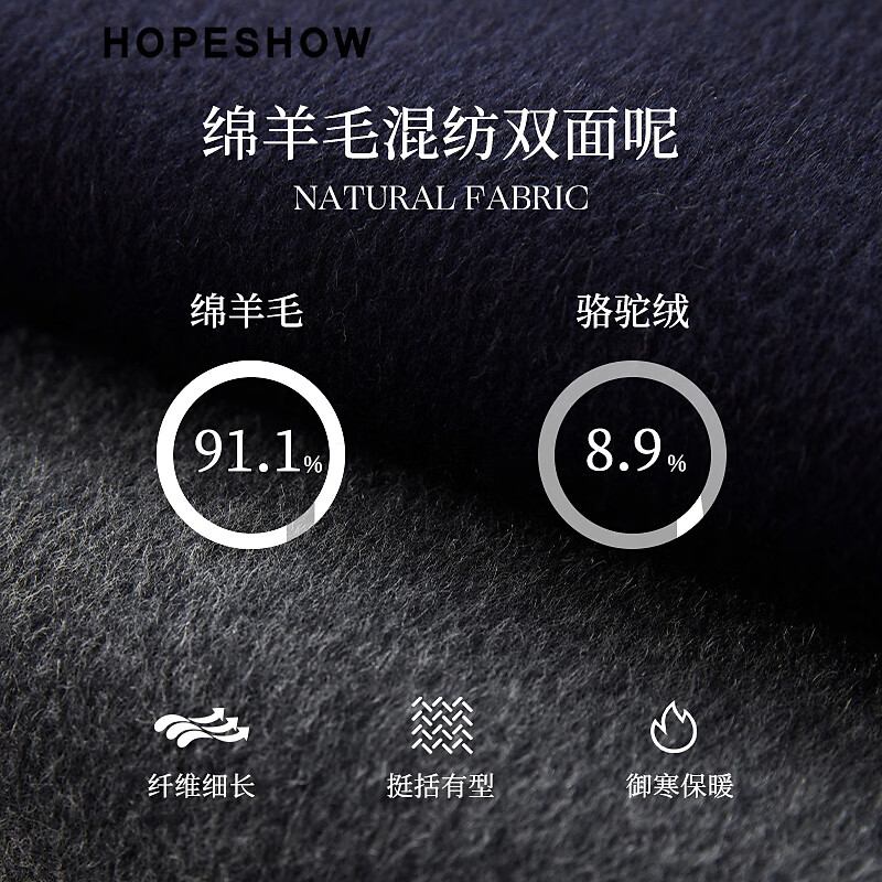 Red sleeve work style woolen coat 2025 winter new women's round neck light and mature temperament short double-sided woolen coat Ash 056 S