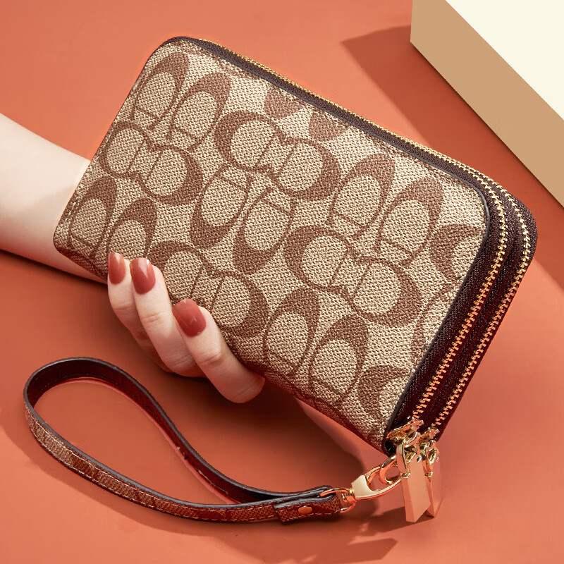 Kangaroo (KANGAROO) Wallet Women's Long Clutch Women's Mobile Phone Bag 2025 New Large Capacity Fashion Wallet Wallet Arrow Pattern Brown-Single Zipper