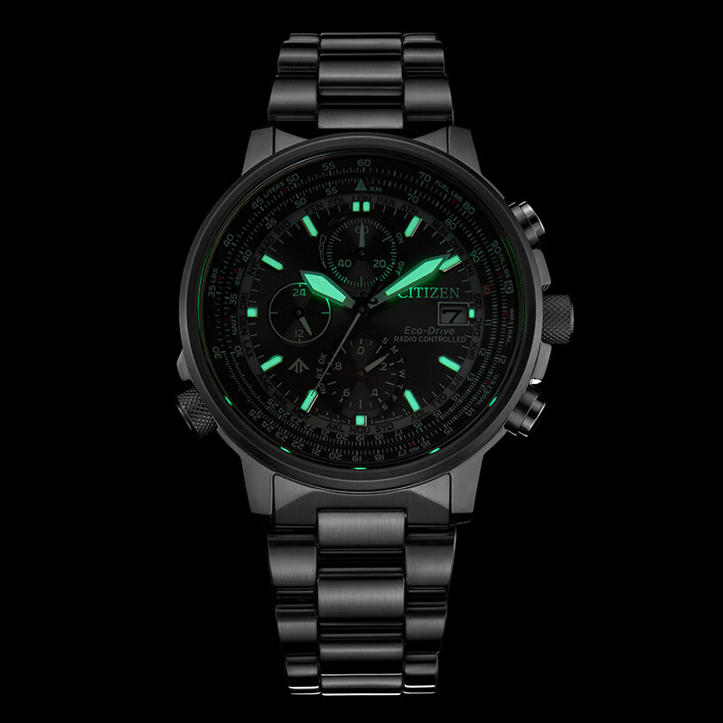 CITIZEN watch men's Japanese and Korean watch light kinetic energy radio wave date display steel belt fashionable boyfriend gift AT8300-58E
