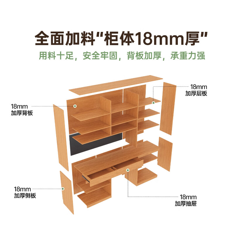 Gougejia sideboard and wine cabinet, wall-mounted integrated dining table, built-in customized living room oak color high-end small apartment storage cabinet, 0.8m*2.3m high (two-door sideboard), free perforated board and double-hole track socket by default