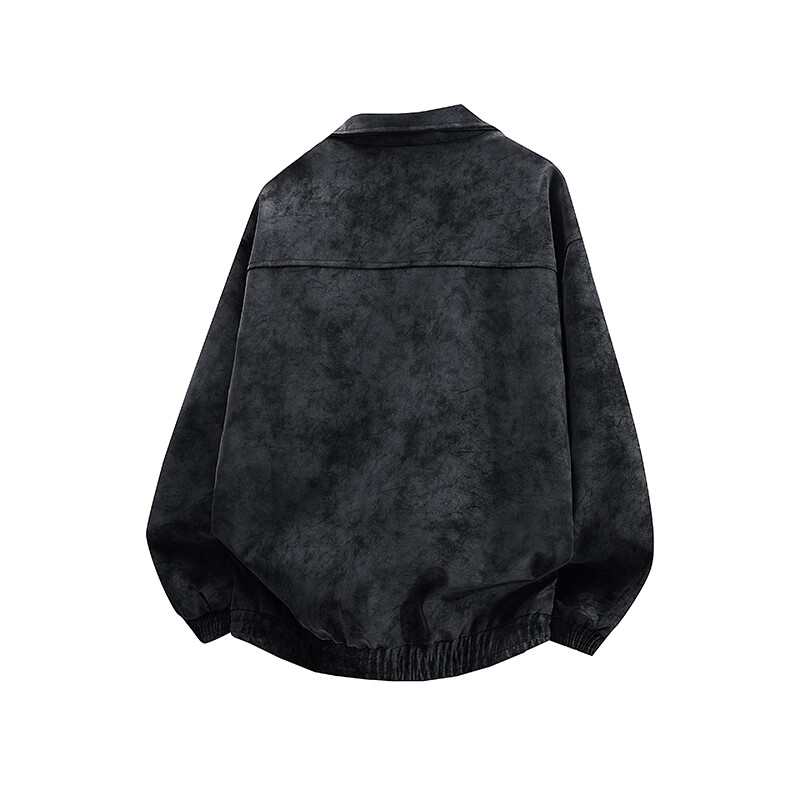 Dingfengbaoluo American imitation suede jacket men's autumn matte high-end casual loose retro jacket DX06 black XL